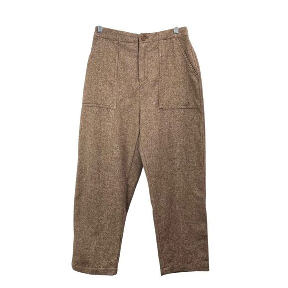 Amente Wool blend baby herringbone ankle pants Size XS/S coco brown - Picture 3 of 10